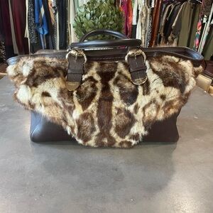 Rabbit Fur and Leather Handbag